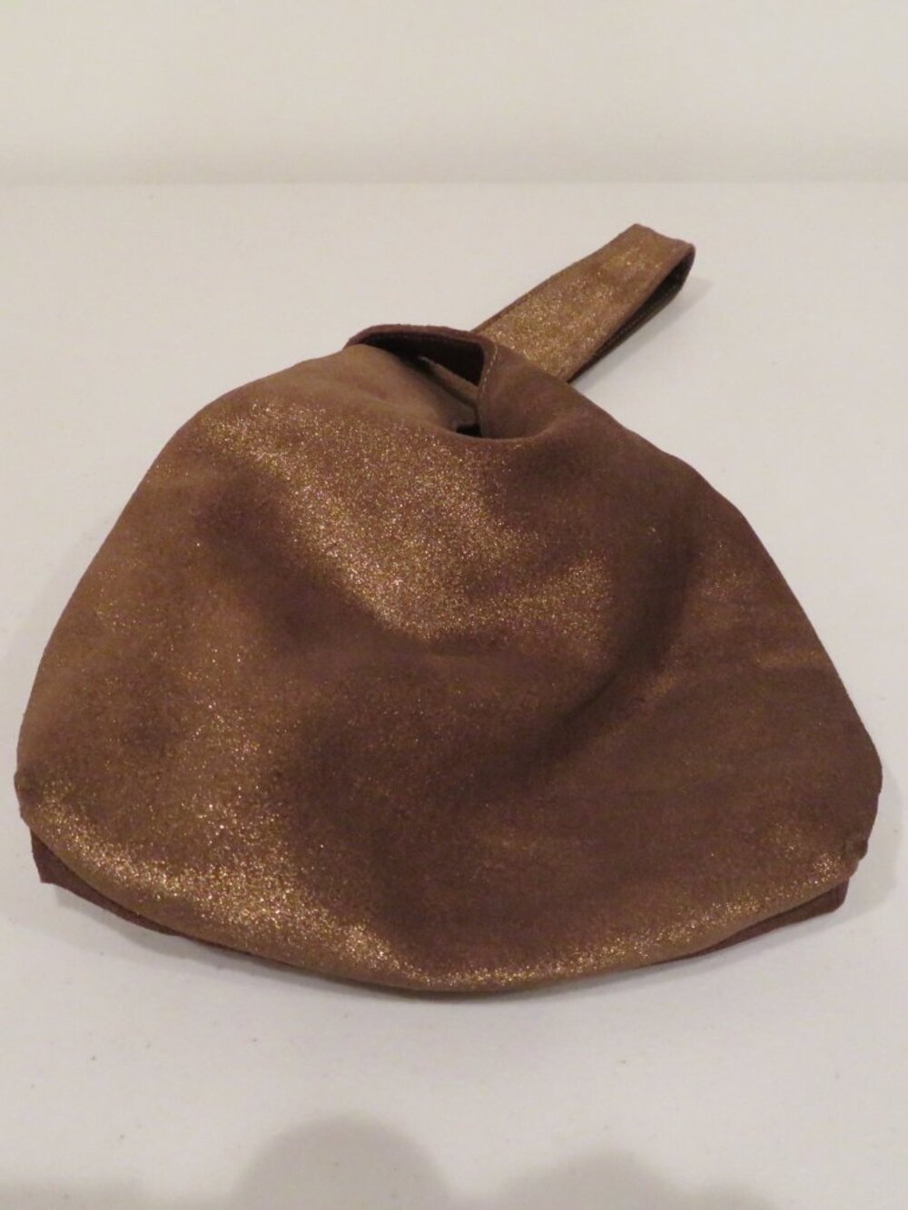 Kale Brown Suede Japanese Style Knot Wristlet Bag - Picture 7 of 12
